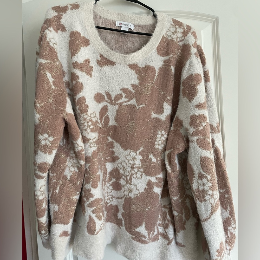 Liz Claiborne Soft Cream, pink and gold sweater